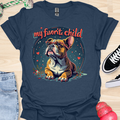 My bulldog is my favorite child - V5 - Dog with Glasses T-Shirt